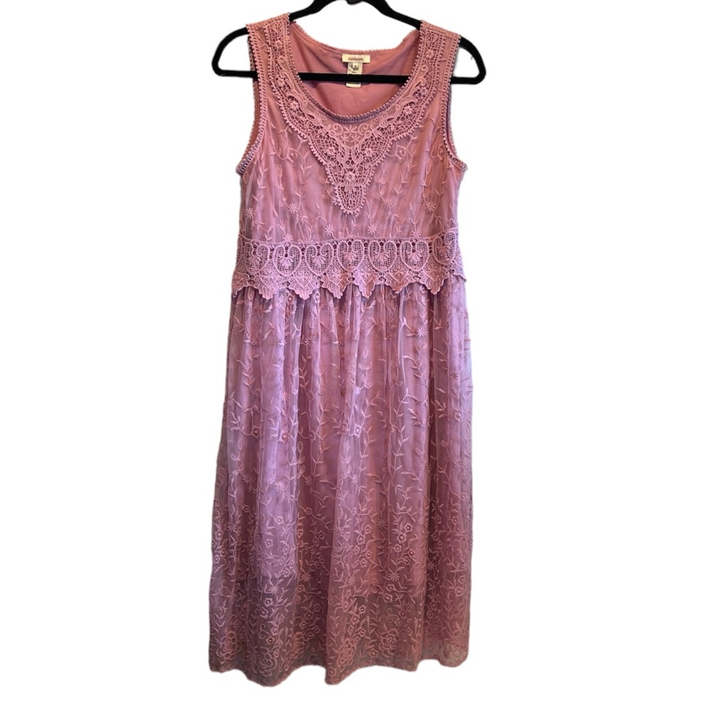 Sundance Dress Womens 8 Lilac Pink Lace overlay Sleeveless Lined Mini teaparty